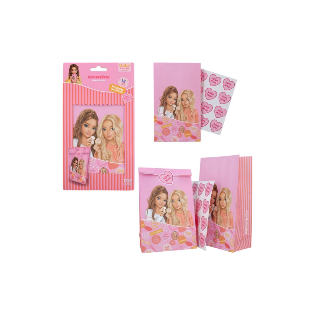 TOPModel Paper Bags Incl. Stickers Bake and Create Set of 12