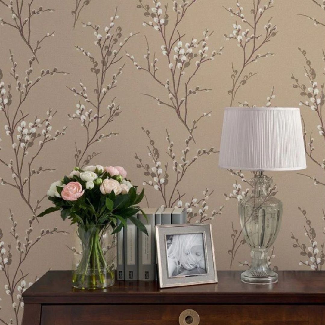 LAURA ASHLEY PUSSY WILLOW NATURAL WALLPAPER