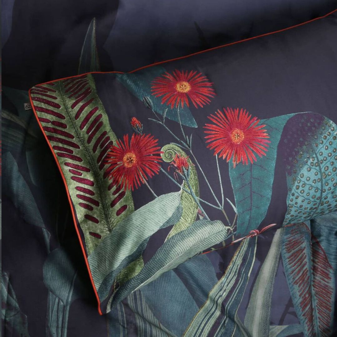 GRAHAM & BROWN TIGERLILY MIDNIGHT DOUBLE DUVET COVER SET