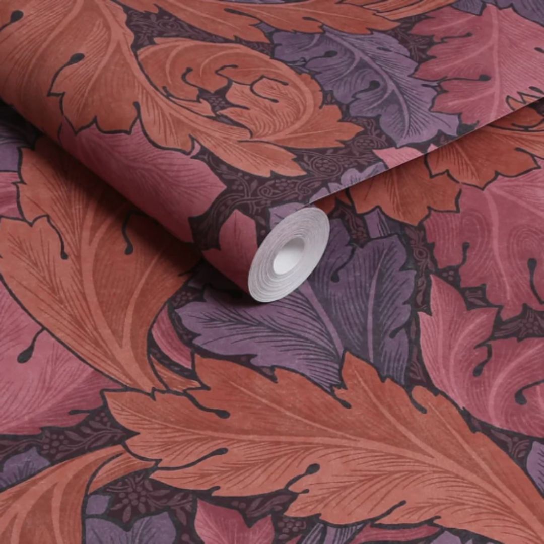WILLIAM MORRIS ACANTHUS PLUM WALLPAPER