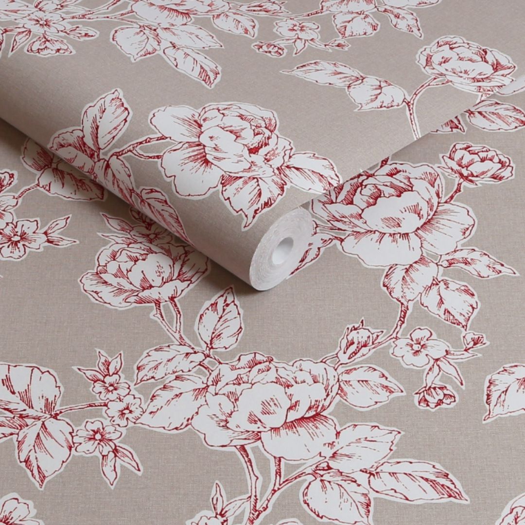 LAURA ASHLEY POLLINGTON ROSES DARK DOVE GREY WALLPAPER