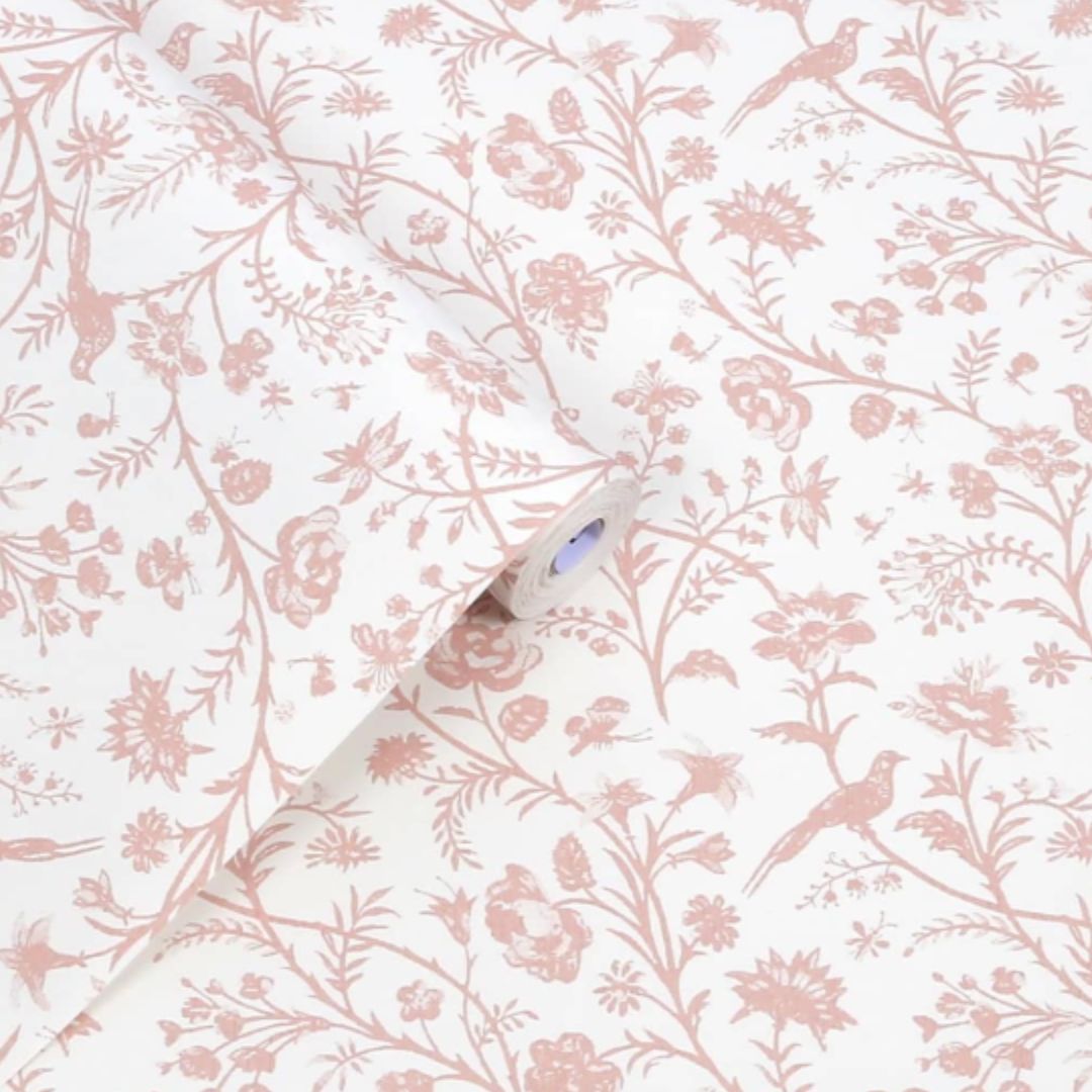 LAURA ASHLEY SHEPERDS PURSE DARK BLUSH WALLPAPER