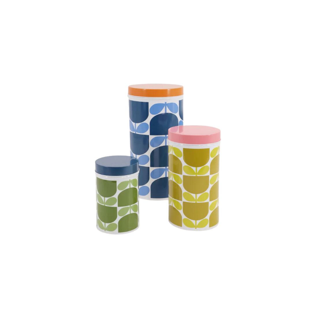 ORLA KIELY CANISTER TINS BLOCK FLOWER SET OF 3