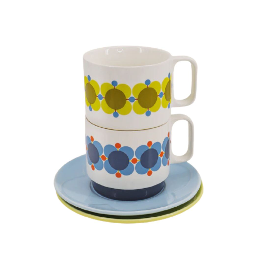 ORLA KIELY CAPPUCCINO & SAUCER SET