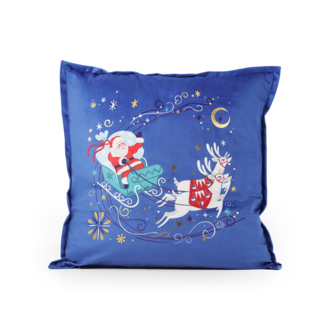 TIPPERARY CRYSTAL CHRISTMAS CUSHION SANTA ON SLEIGH