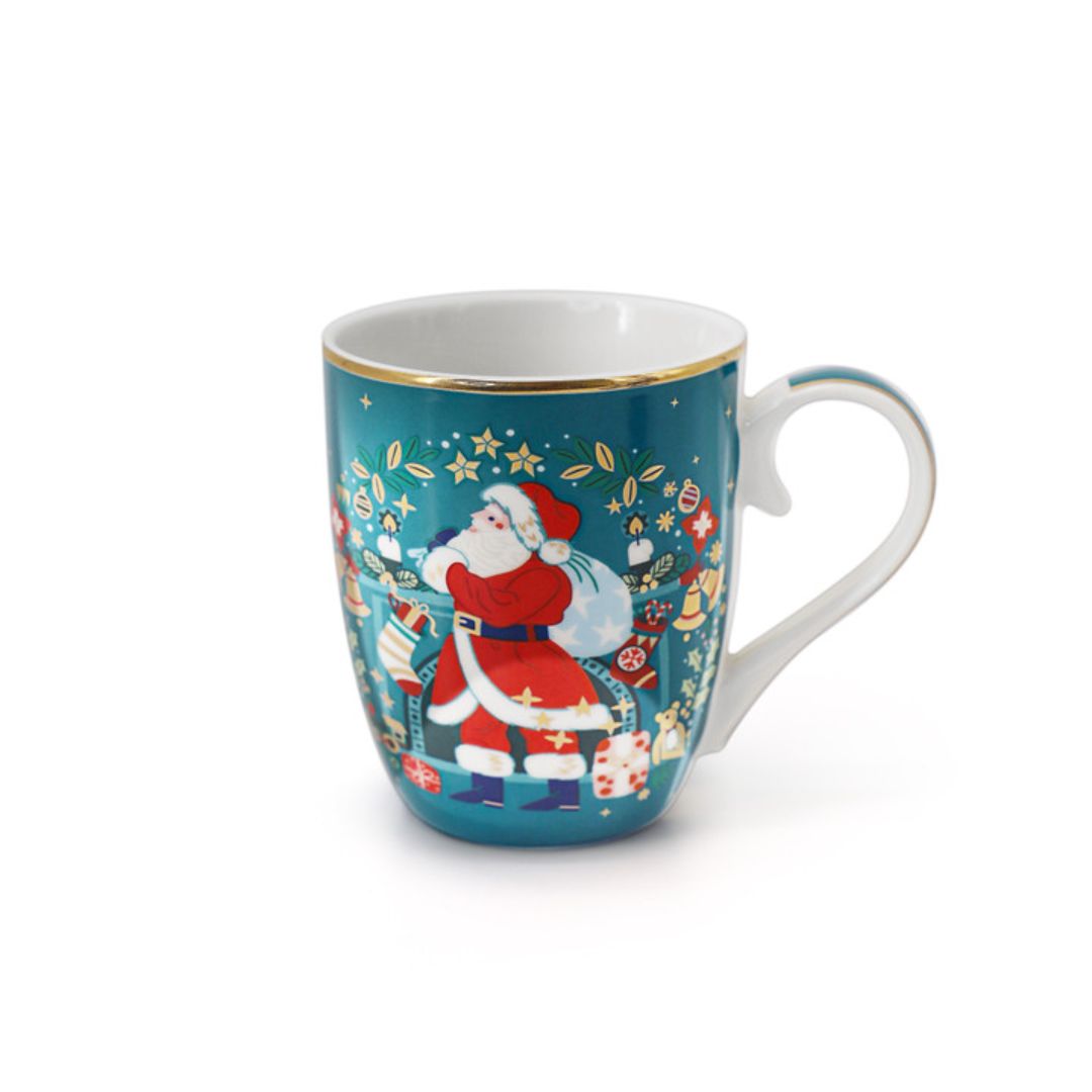TIPPERARY CRYSTAL CHRISTMAS MUG SANTA WITH SACK