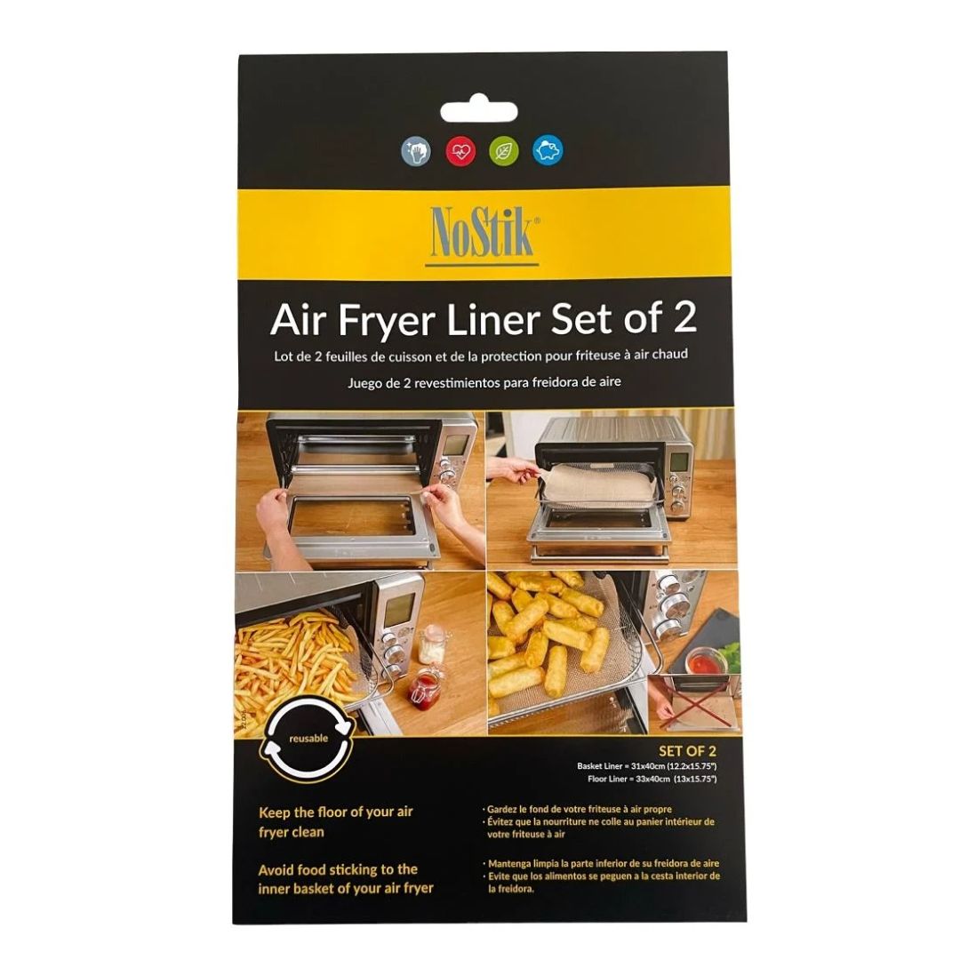 NOSTIK REUSABLE AIR FRYER LINER SET OF 2 RECTANGULAR