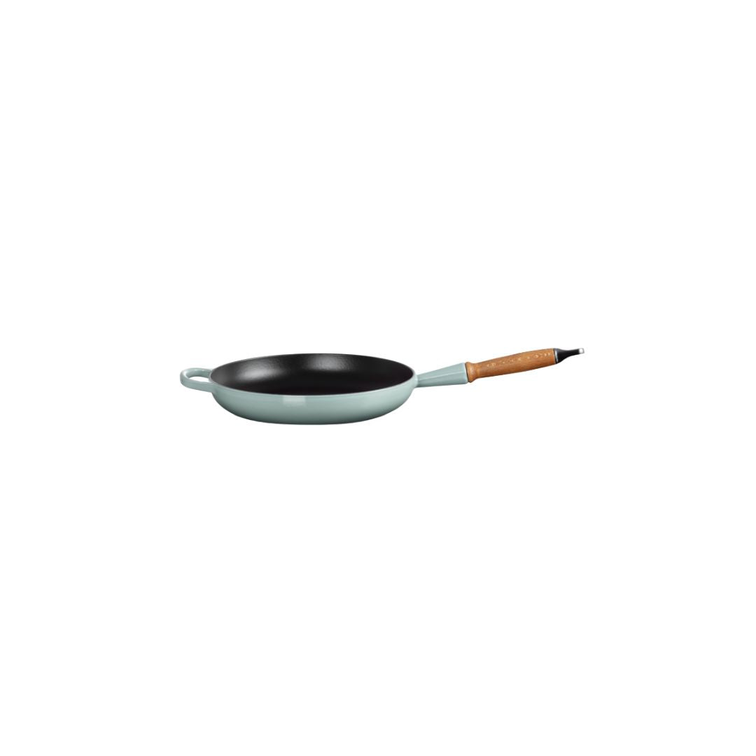 LE CREUSET CAST IRON FRYING PAN WITH WOODEN HANDLE | SEA SALT