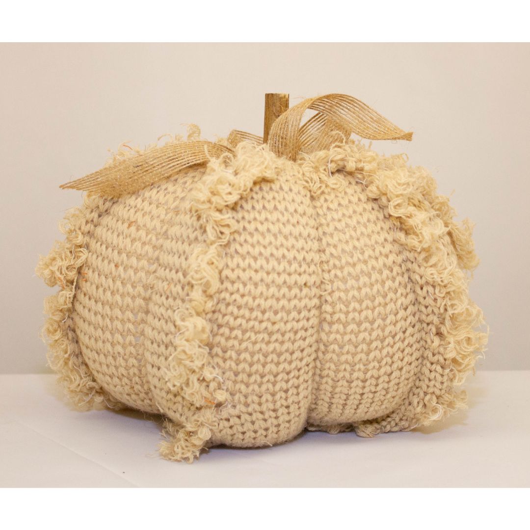 CREAM KNITTED LARGE PUMPKIN