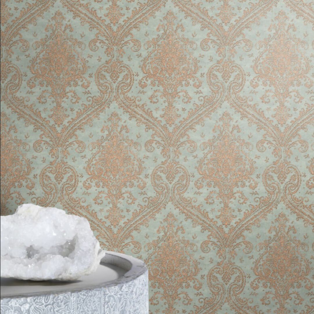 RYAN WALLCOVERINGS DAMASK SAPHIRA RASCH WALLPAPER