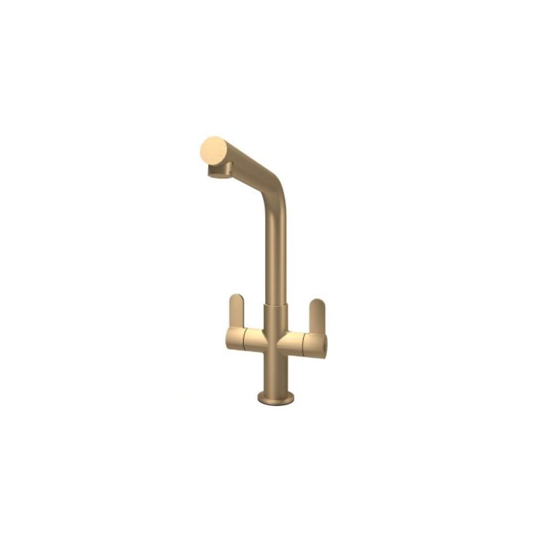 St James Oda Dual Lever Sink Mixer | Brushed Brass