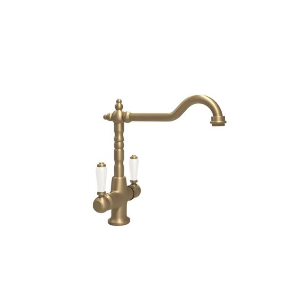 St James Alma Traditional Dual Ceramic Lever Sink Mixer | Polished Brass