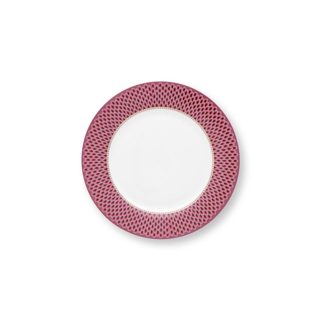 PIP STUDIO PLATES SET FLOWER FESTIVAL SCALLOP DECO DARK PINK