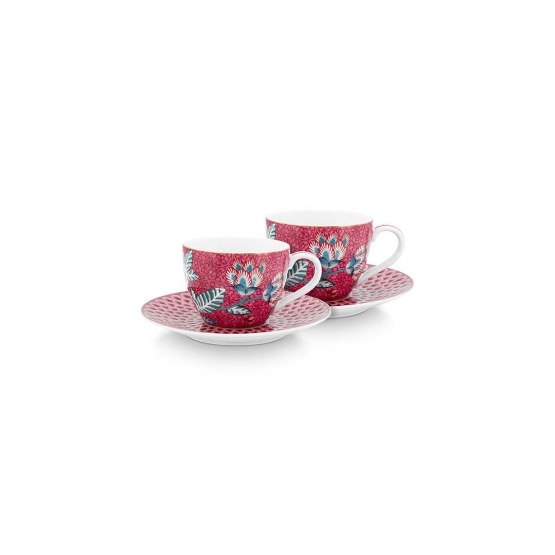 PIP STUDIO ESPRESSO CUP & SAUCER FLOWER FESTIVAL DARK PINK