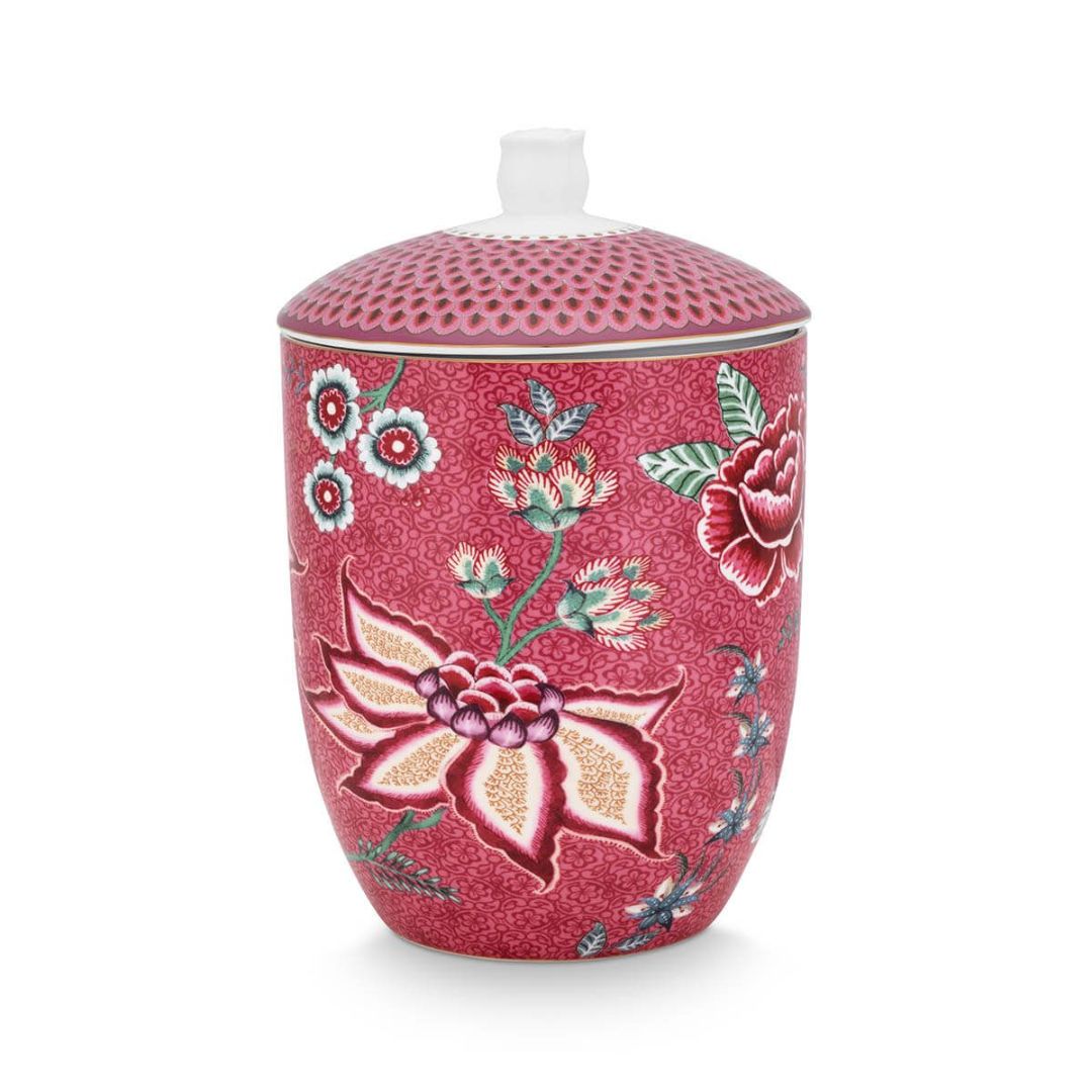 PIP STUDIO STORAGE JAR FLOWER FESTIVAL DARK PINK