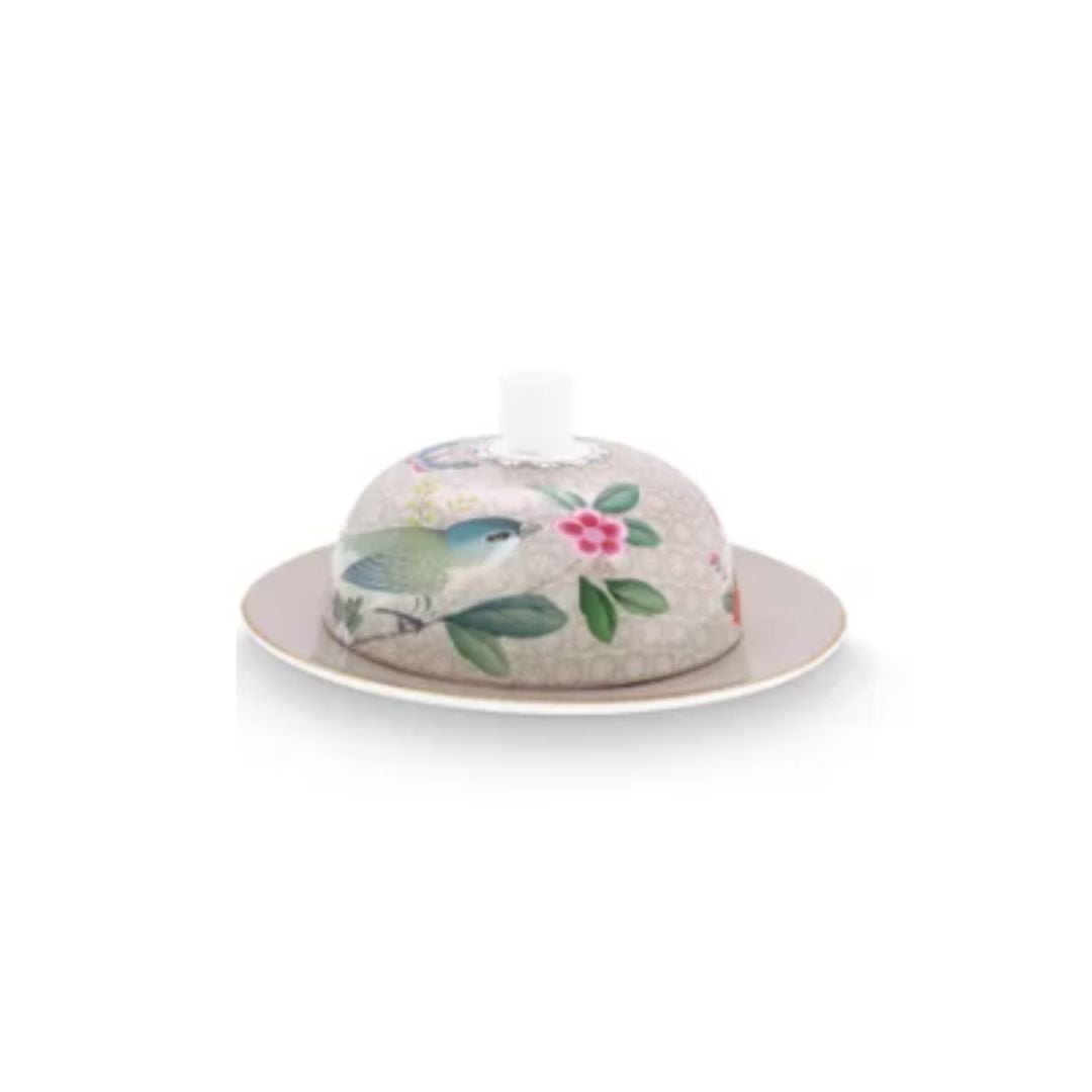 FIFTY PIP BLUSHING BIRDS BUTTER DISH ROUND | KHAKI