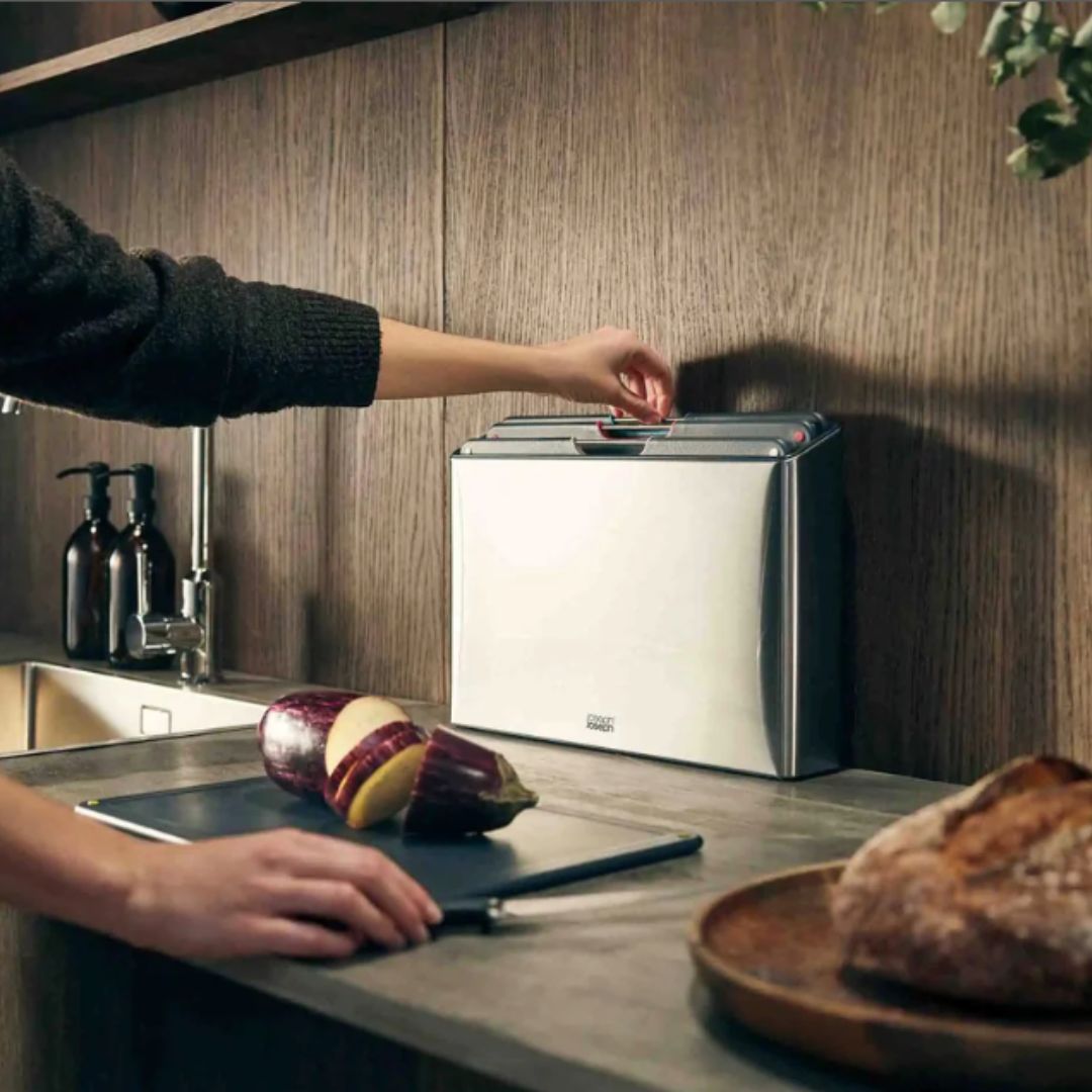 JOSEPH JOSEPH FOLIO ™ STEEL 4 PIECE STAINLESS STEEL SHOPPING BOARD SET