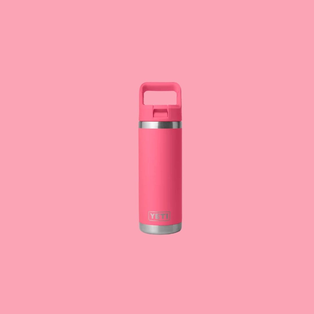 Yeti Rambler 18oz Bottle with Colour-Matched Straw Cap | Tropical Pink