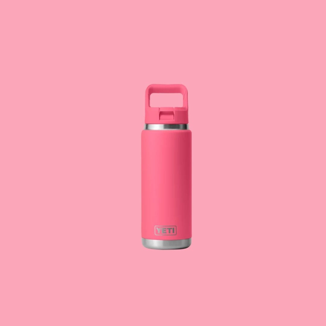 Yeti Rambler 26oz Bottle with Colour-Matched Straw Cap | Tropical Pink