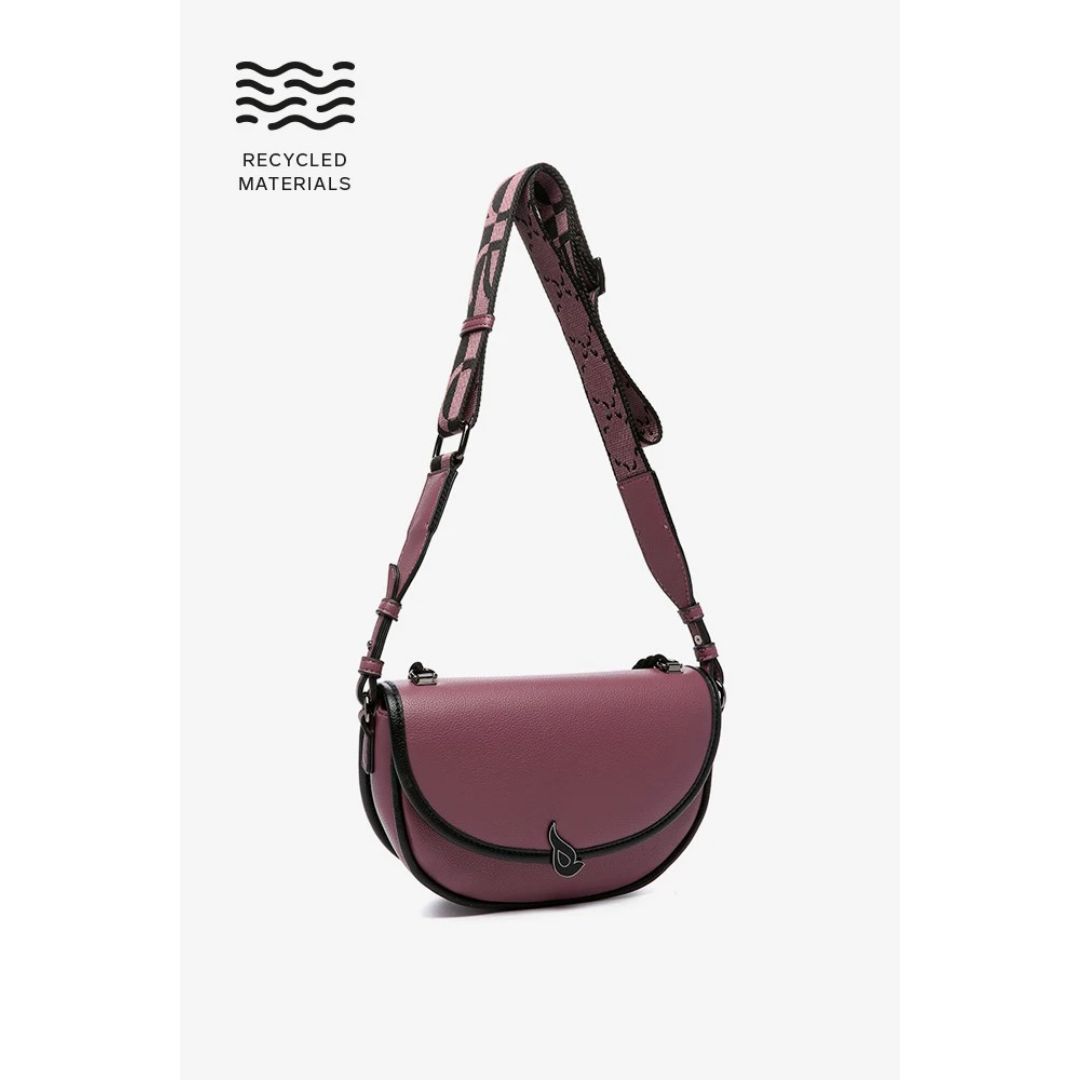 ABBACINO PURPLE HALF-MOON CROSSBODY BAG IN RECYCLED MATERIALS
