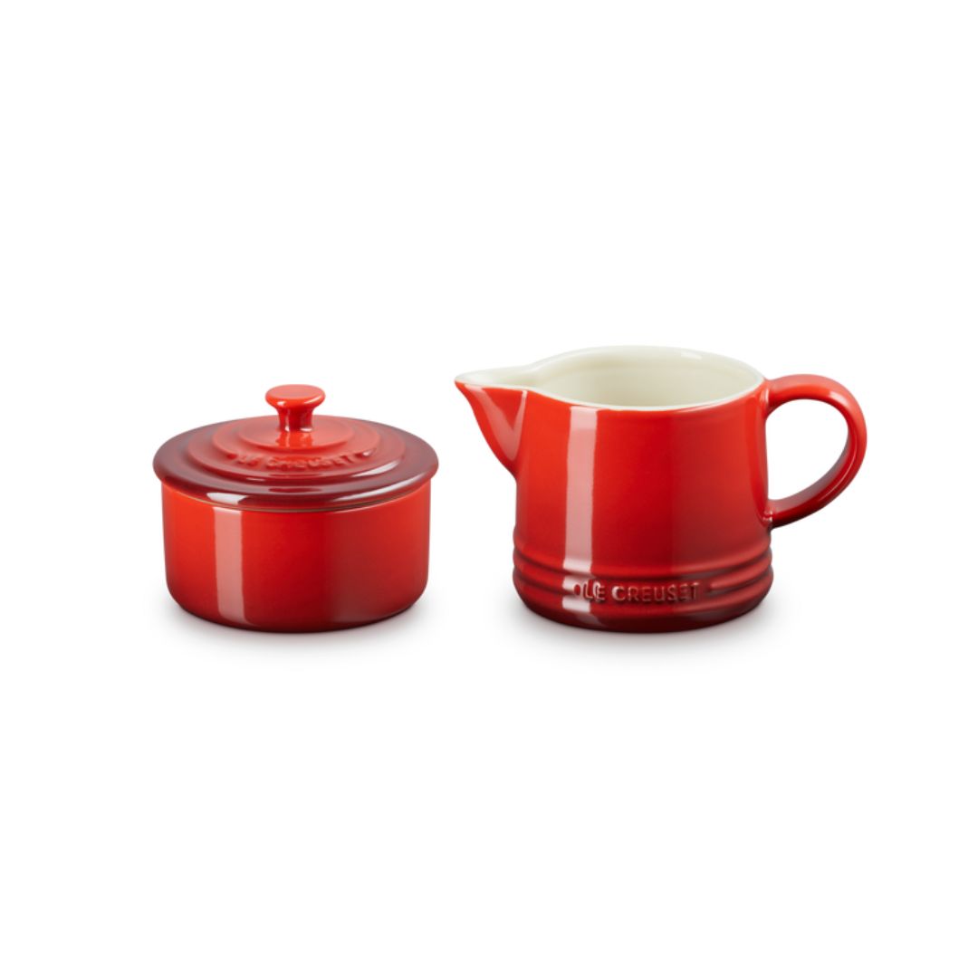 LE CREUSET SIGNATURE MILK & SUGAR SET | CERISE