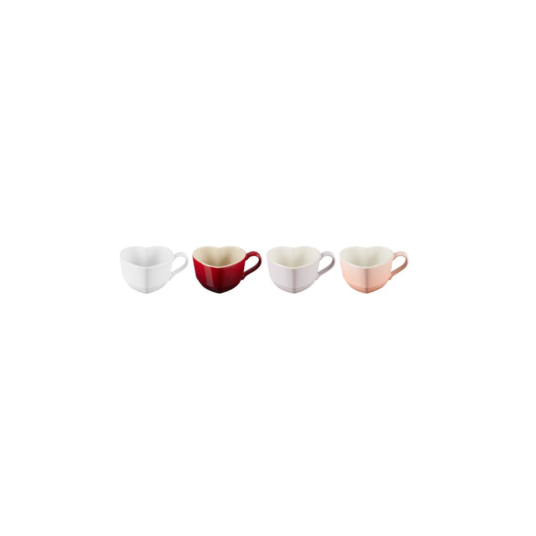 Le Creuset Stoneware Set of 4 Mini Heart Mugs