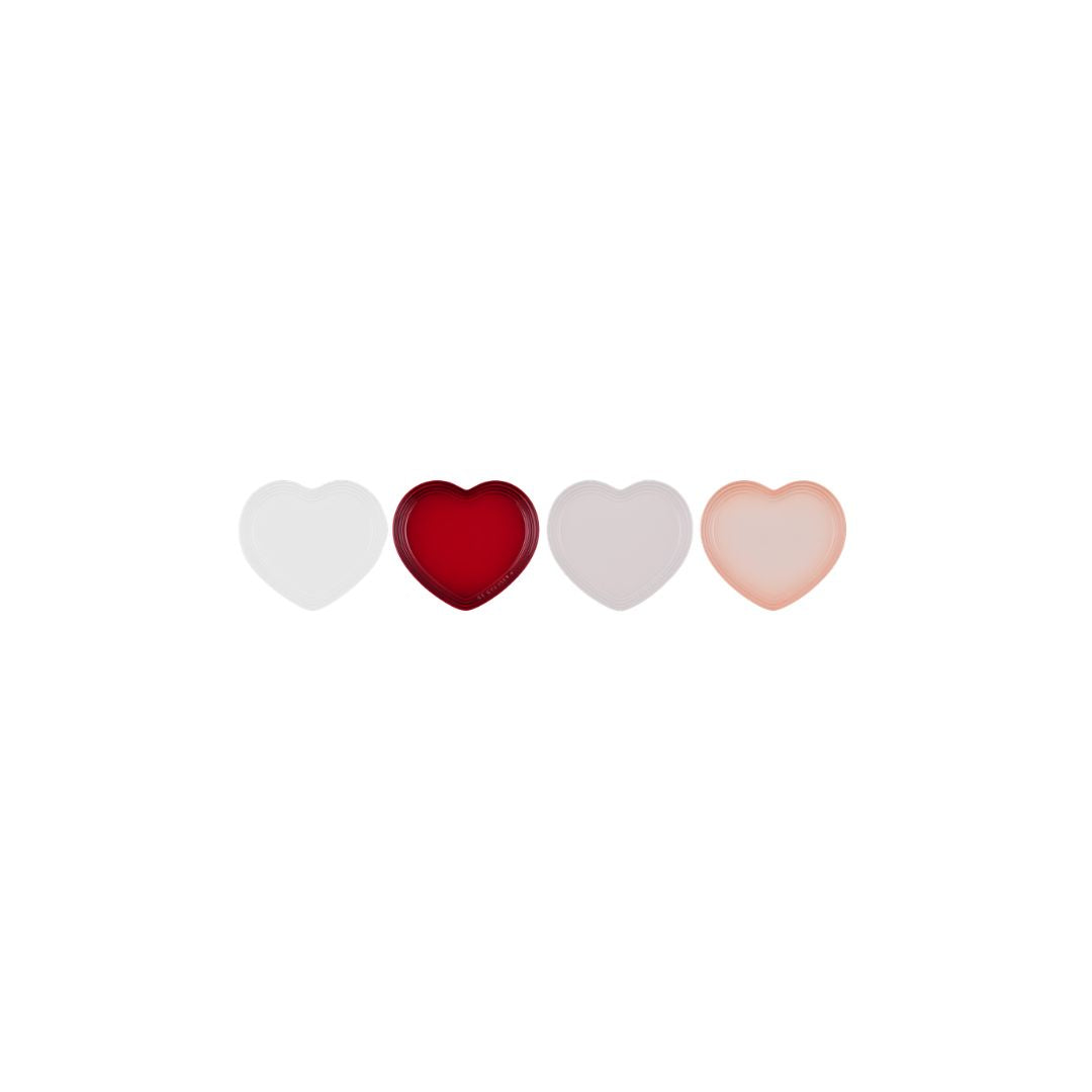 Le Creuset Stoneware Set of 4 Mini Heart Plates