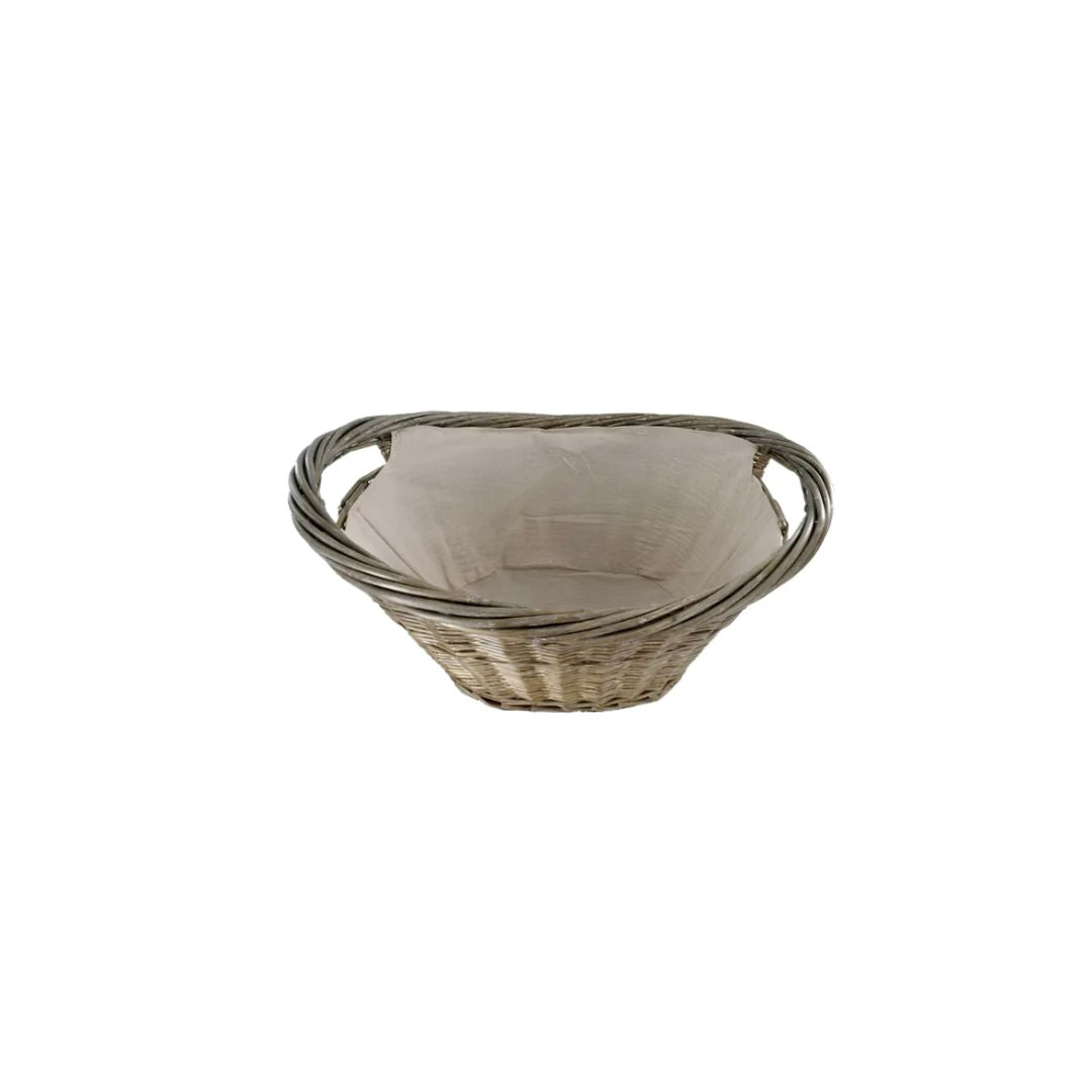 Classic Collection Natural Willow Oval Log Basket with Grey Canvas Liner