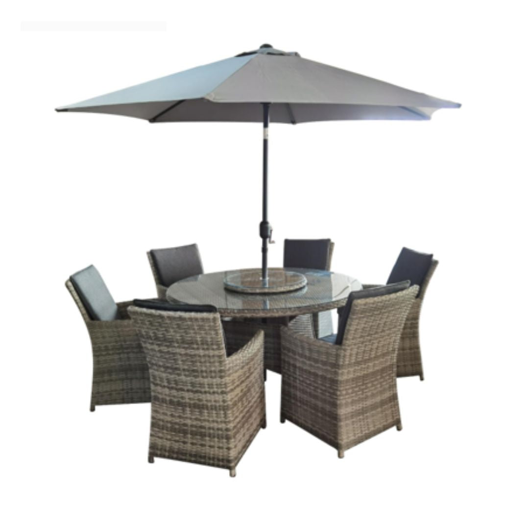 ANFI ROUND GARDEN FURNITURE SET 6 SEATER