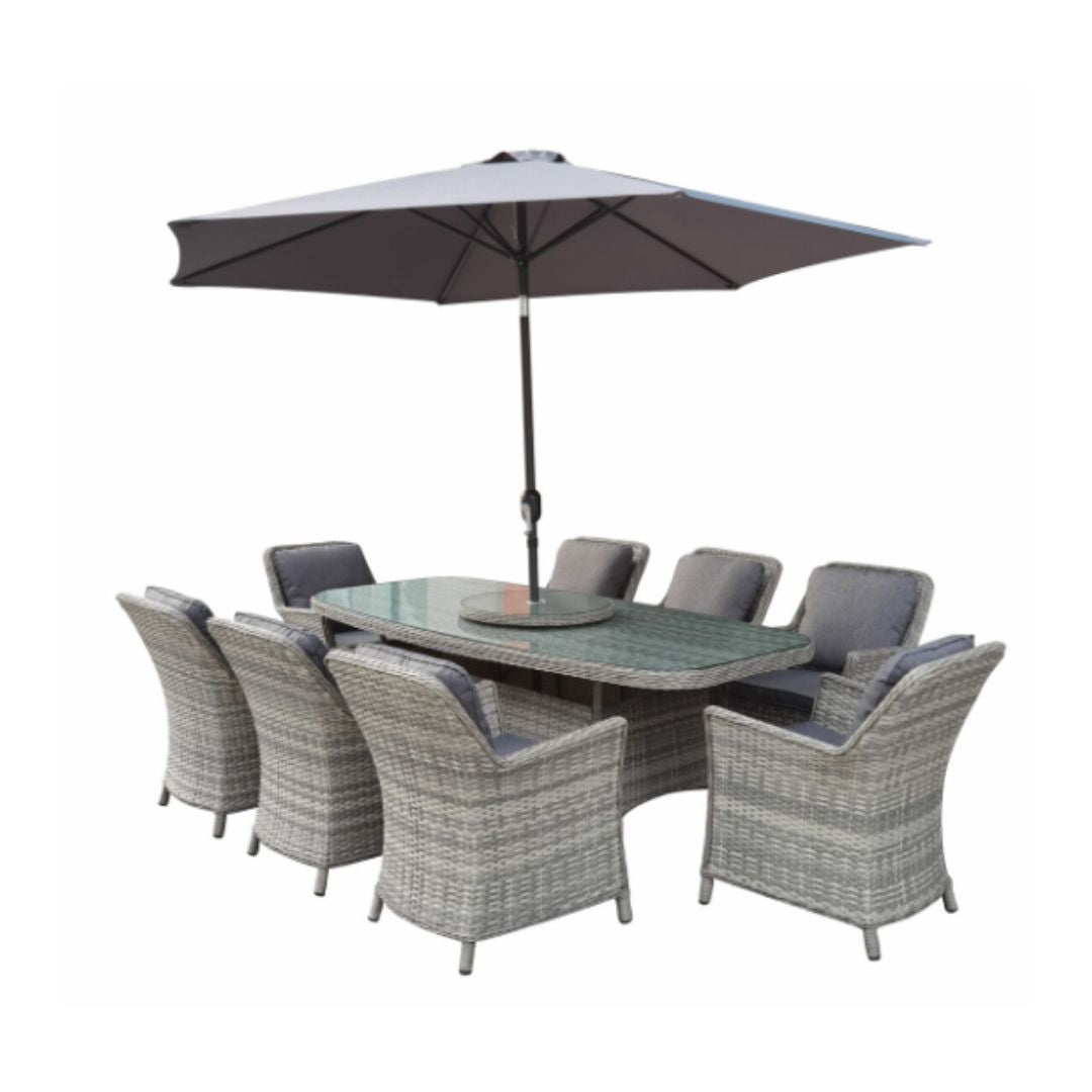 ANFI ROUND GARDEN FURNITURE SET 8 SEATER