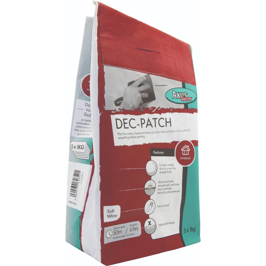 AXUS DEC PATCH INTERIOR WALL FILLER 5KG SOFT WHITE