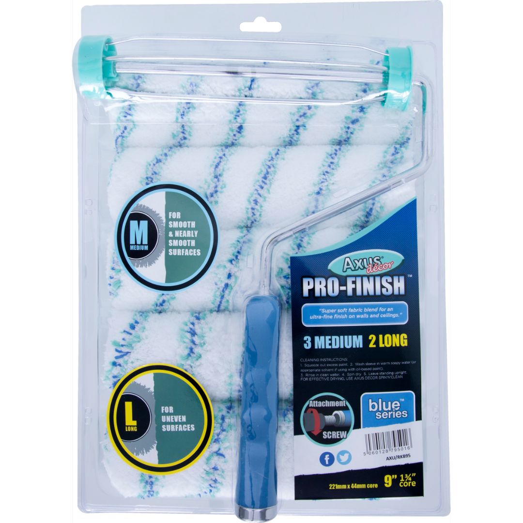 AXUS PRO-FINISH ROLLER PACK BLUE SERIES 3 medium   2 long   92