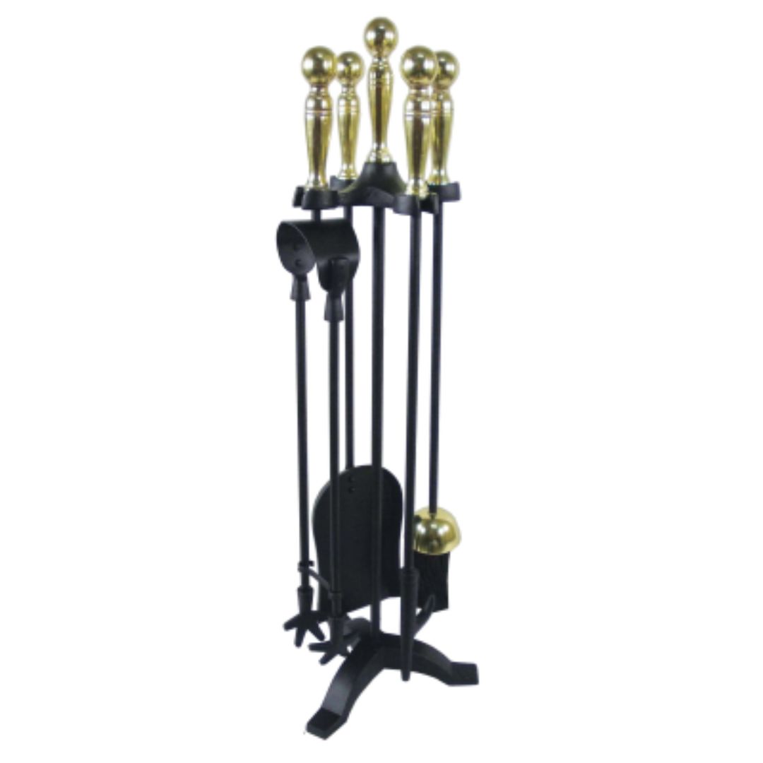 CASTLE LIVING BALL 5 PIECE COMPANION SET BLACK & BRASS