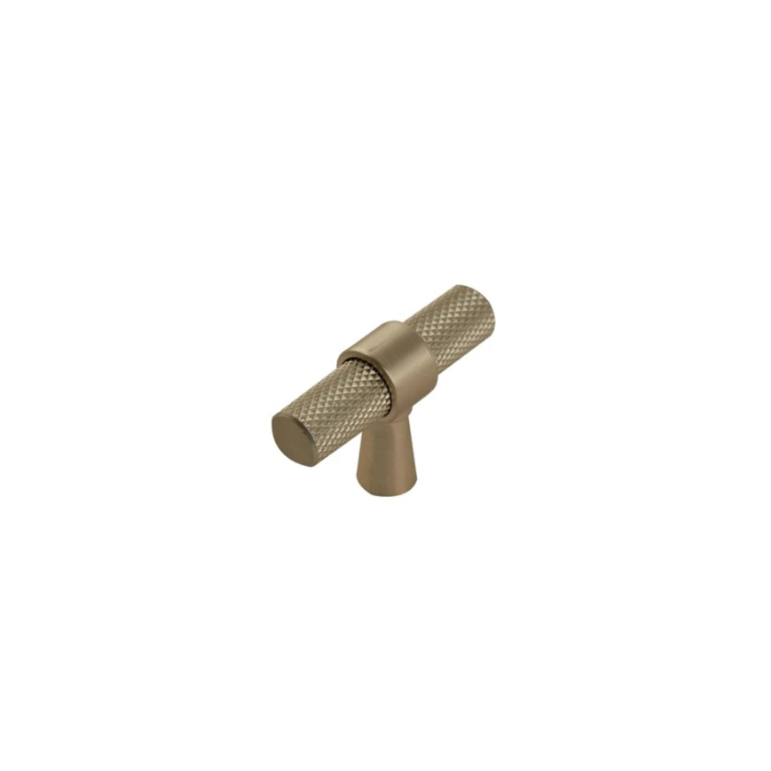 Headbourne Knurled T Bar Pull Handles | Brushed Brass