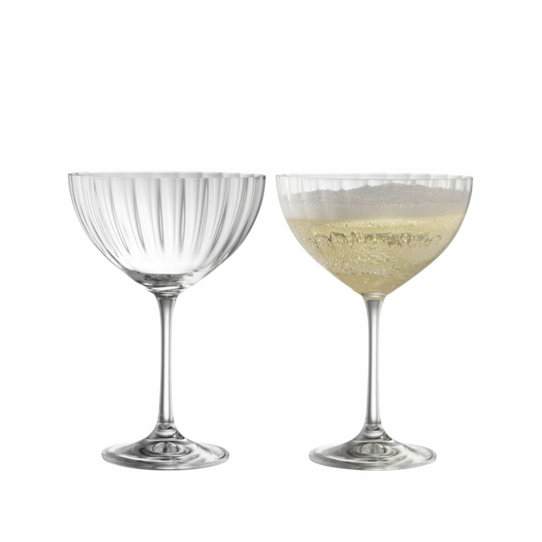 GALWAY CRYSTAL ERNE SAUCER CHAMPAGNE GLASS PAIR