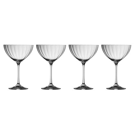 GALWAY CRYSTAL ERNE SAUCER CHAMPAGNE GLASS SET OF 4