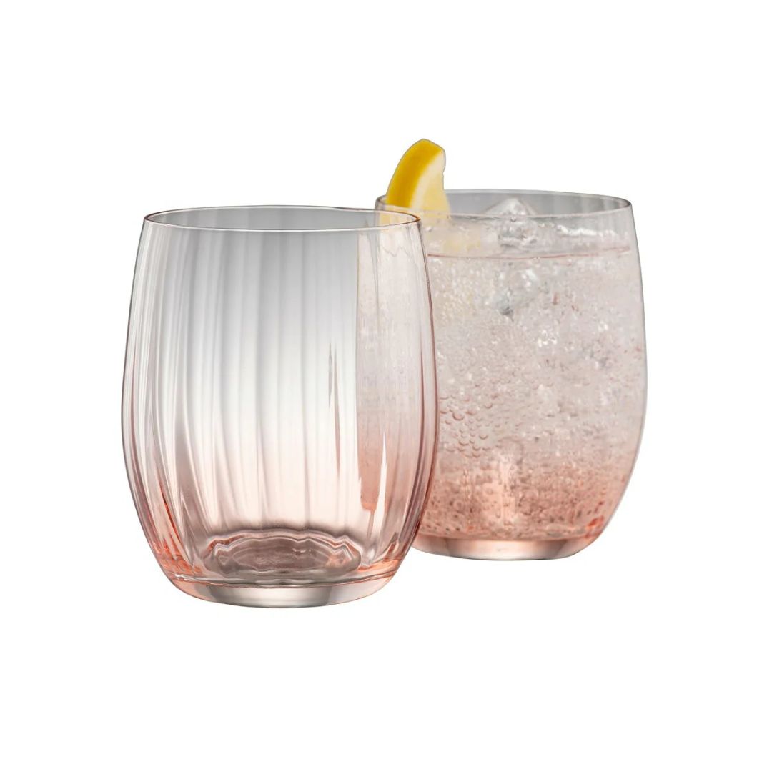 GALWAY CRYSTAL ERNE TUMBLER GLASS PAIR BLUSH