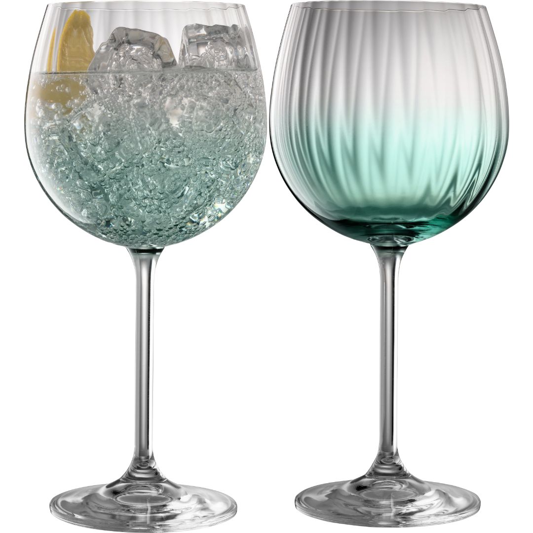 GALWAY CRYSTAL ERNE GIN AND TONIC GLASS PAIR AQUA