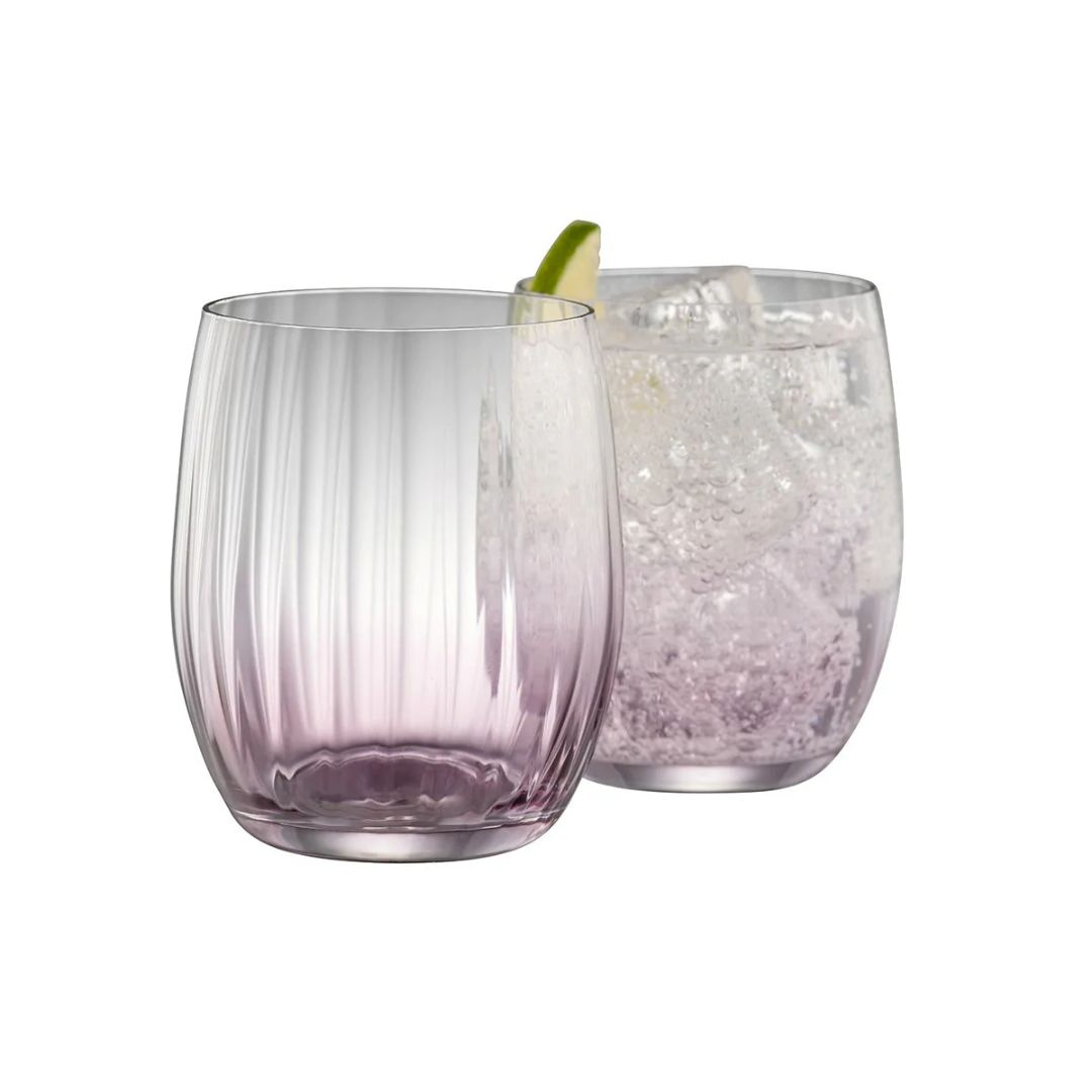 GALWAY CRYSTAL ERNE TUMBLER GLASS PAIR AMETHYST