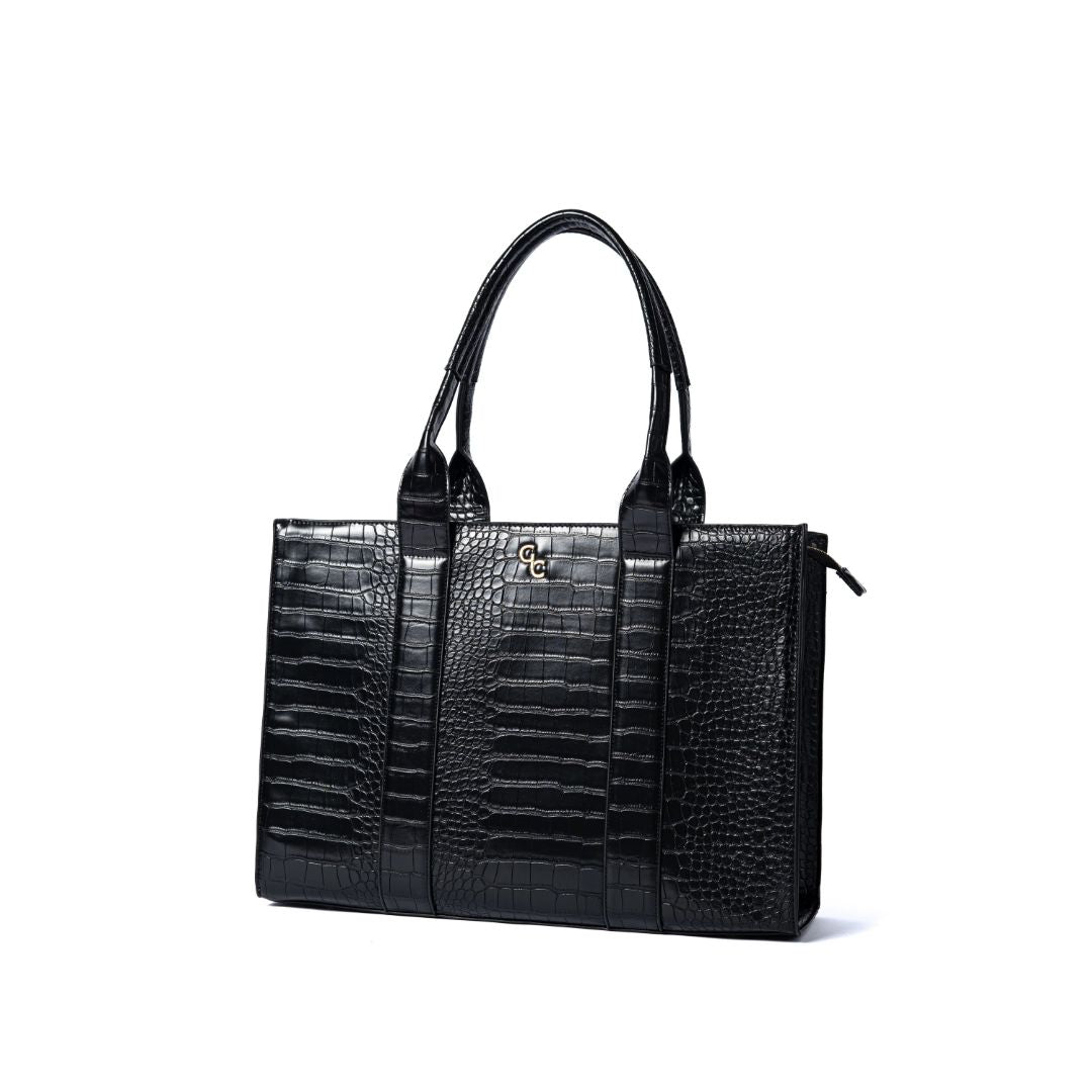 GALWAY XL TOTE BLACK CROC DETAIL