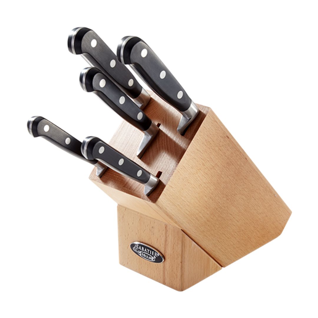 STELLAR 5 PIECE KNIFE BLOCK SET | WOOD