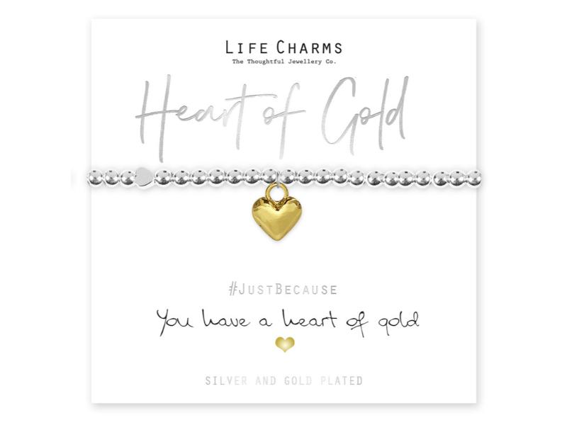 LIFE CHARMS BRACELET HAVE A HEART OF GOLD