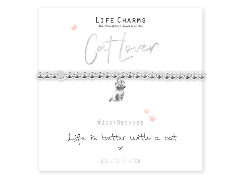 LIFE CHARMS BRACELET LIFE IS BETTER WITH A CAT