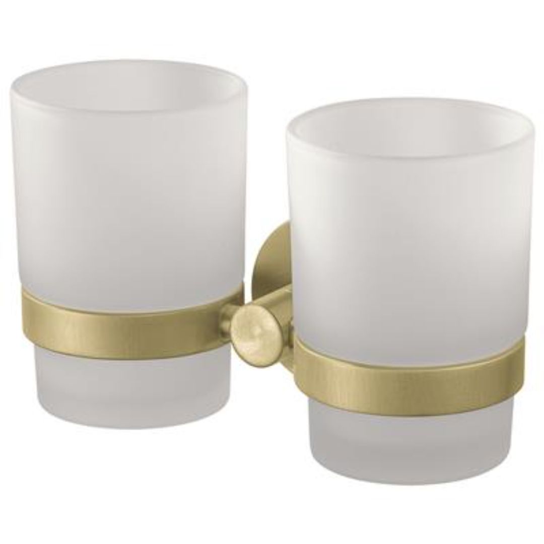 KOSMOS DOUBLE TUMBLER HOLDER | BRUSHED GOLD