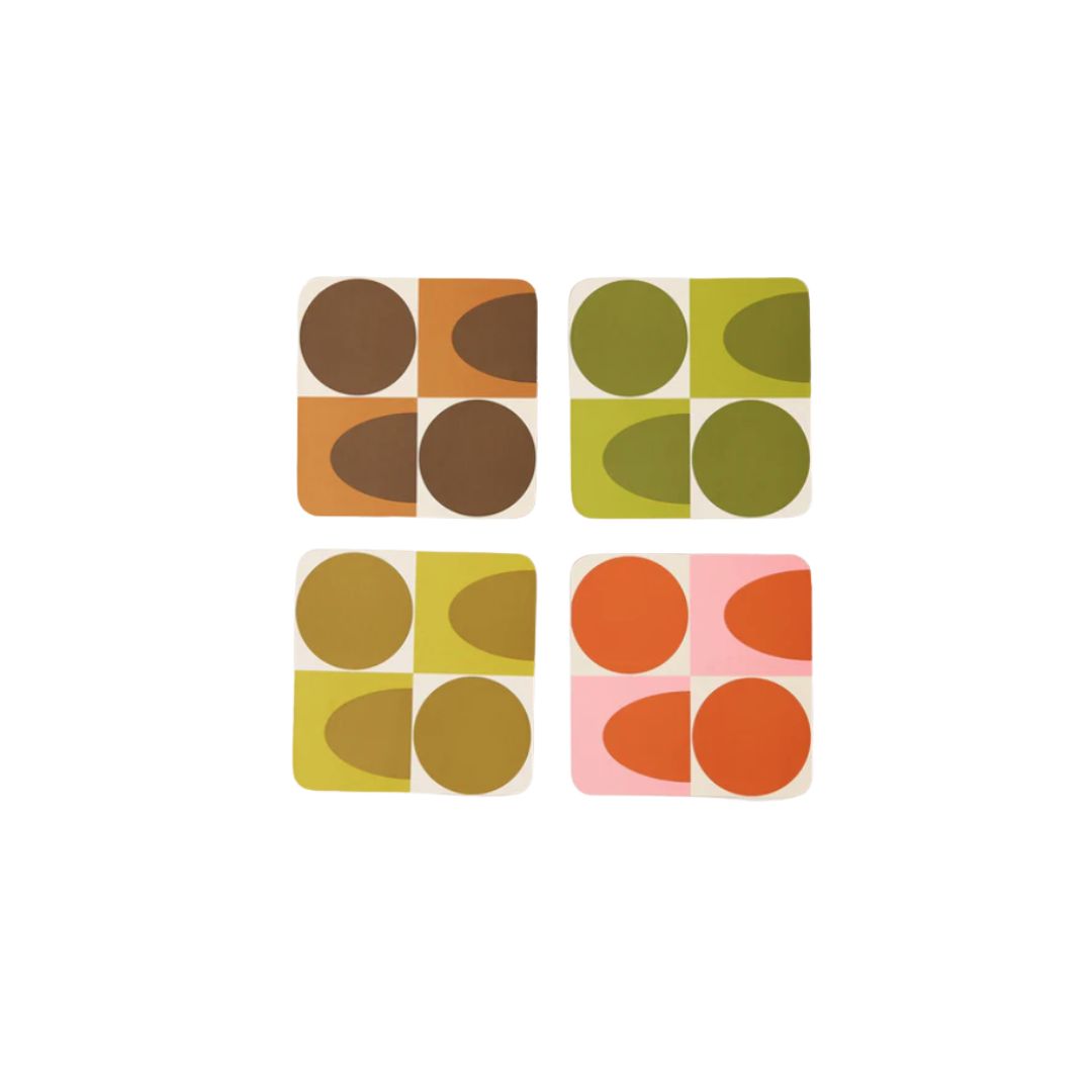 Orla Kiely Spot Square Oval Set of 4 Coasters