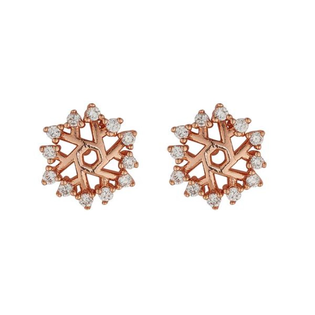 KNIGHT & DAY SNOWFLAKE ROSE GOLD EARRINGS