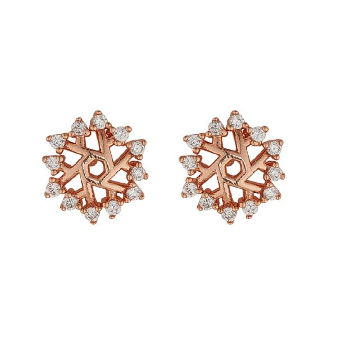 KNIGHT & DAY SNOWFLAKE ROSE GOLD EARRINGS