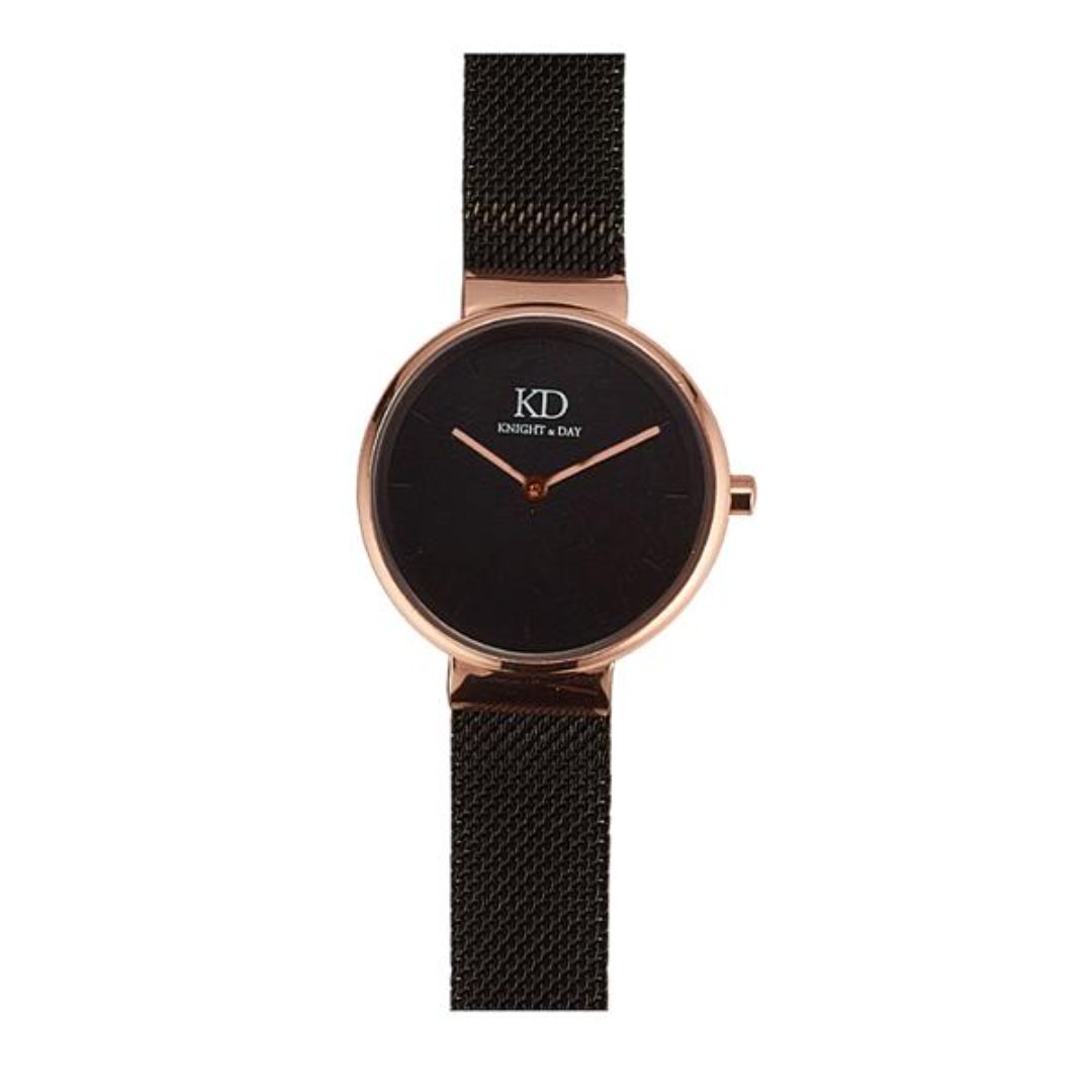KNIGHT & DAY BLACK MESH BAND WATCH