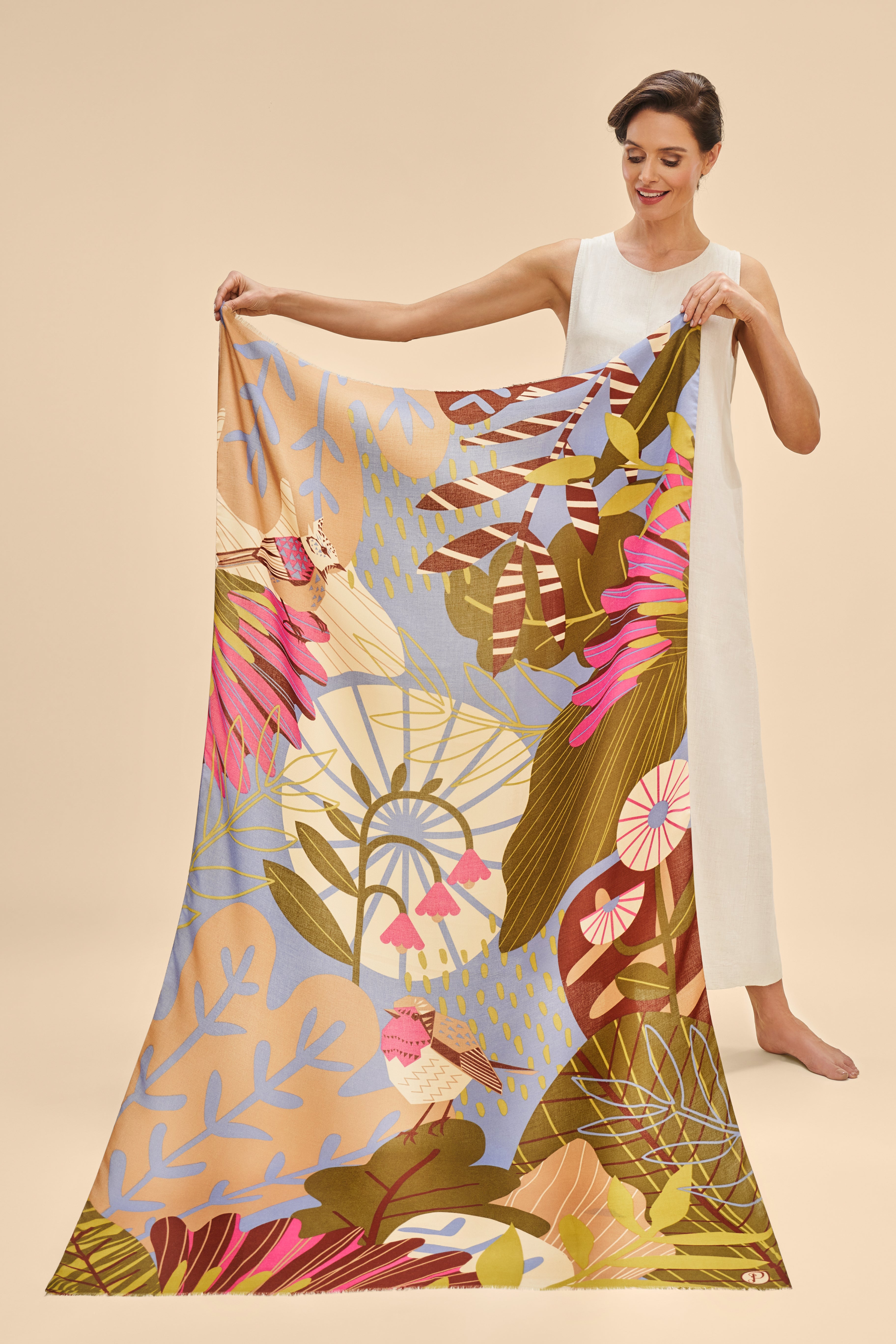 POWDER AUTUMN HEDGEROW PRINT SCARF