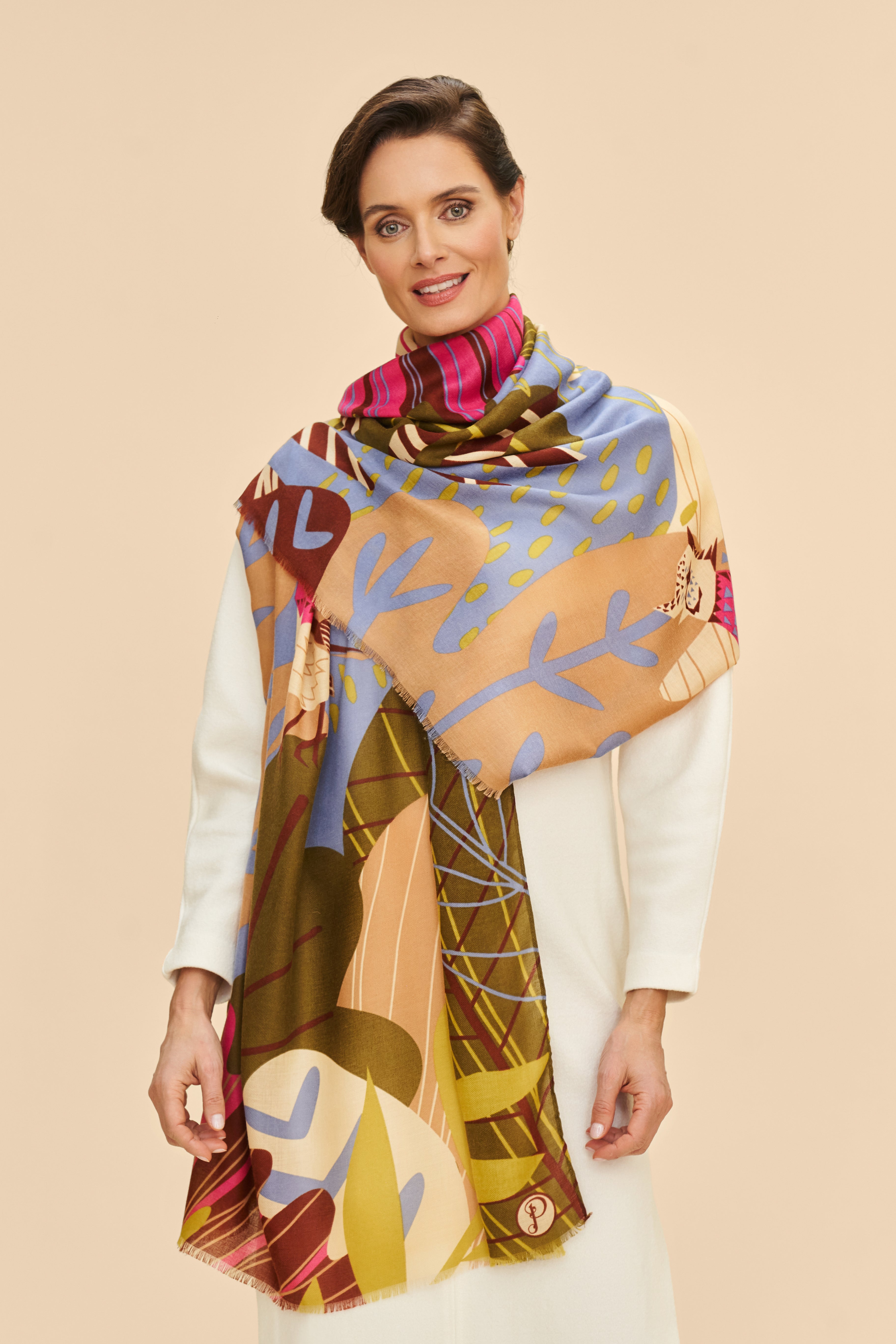 POWDER AUTUMN HEDGEROW PRINT SCARF